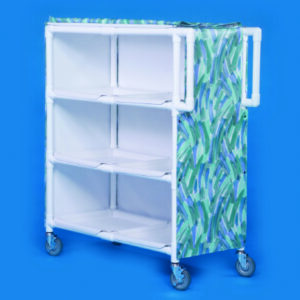 Linen Cart with Cover Standard Line 3 Shelves PVC 3 Inch Twin Casters
