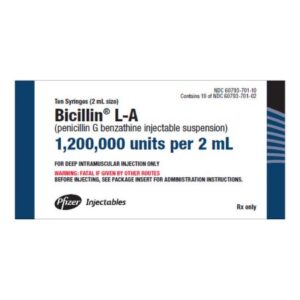 Bicillin L-A Penicillin G Benzathine 1.2 MMU / 2 mL Intramuscular Injection 2 mL