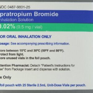 Ipratropium Bromide, Preservative Free 0.02%, 0.2 mg / mL Solution 2.5 mL 25 Vials