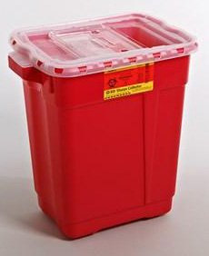 Sharps Container BD Red Base 18-1/2 X 17-3/4 X 11-3/4 Inch Vertical Entry 9 Gallon
