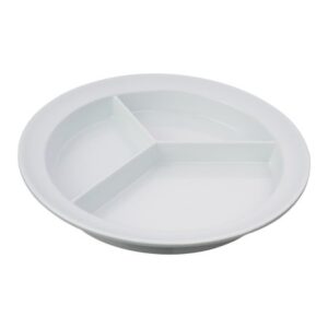 Partitioned Scoop Plate Sammons Preston White Reusable Melamine 8-1/4 Inch Diameter