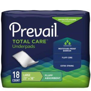Disposable Underpad Prevail Total Care 23 X 36 Inch Fluff Light Absorbency