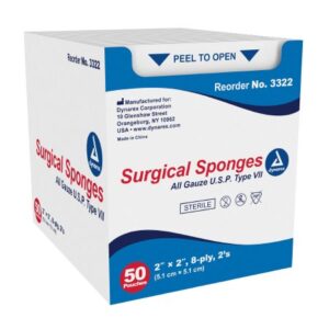 Gauze Sponge Dynarex 2 X 2 Inch 8-Ply Sterile 2 per Pack
