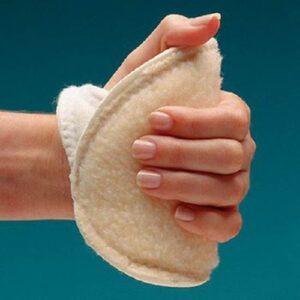 Palm Protector with Finger Separators Rolyan Foam / Sherpa Fabric Left Hand Cream / White One Size Fits Most