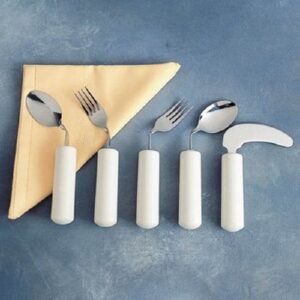 Fork Queens Angled / Left Handed White Stainless Steel
