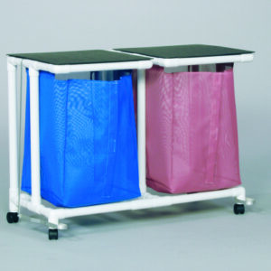 Double Hamper with Bags Standard Jumbo 4 Casters 55 gal.