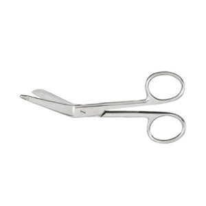 Bandage Scissors Lister 5-1/2 Inch Length Floor / Office Grade Finger Ring Handle Angled Blunt Tip / Blunt Tip