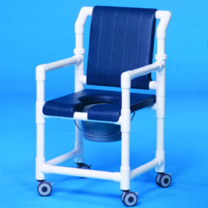 Commode / Shower Chair ipu Fixed Arms PVC Frame With Backrest 21-1/2 Inch Seat Width 300 lbs. Weight Capacity
