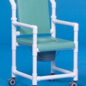 Commode / Shower Chair ipu Fixed Arms PVC Frame With Backrest 17-1/4 Inch Seat Width 300 lbs. Weight Capacity