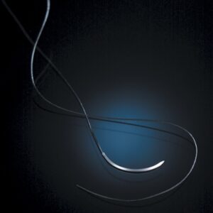 Nonabsorbable Suture with Needle Silkam Silk DS19 3/8 Circle Reverse Cutting Needle Size 5-0 Braided