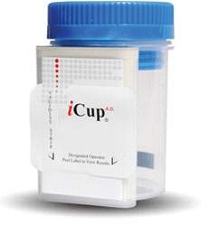 Drugs of Abuse Test Kit iCup A.D. AMP, COC, mAMP/MET, OPI, PCP, THC (OX, pH, SG) 25 Tests CLIA Non-Waived