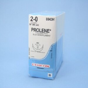 Nonabsorbable Suture with Needle Prolene Polypropylene MH 1/2 Circle Taper Point Needle Size 2-0 Monofilament