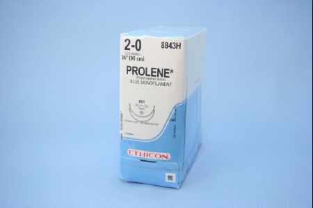 Nonabsorbable Suture with Needle Prolene Polypropylene MH 1/2 Circle Taper Point Needle Size 2-0 Monofilament