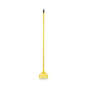 Mop Handle Quick Change 60 Inch Length Vinyl Coated Aluminum / Plastic Yellow Thumbwheel / Side Gate Connection