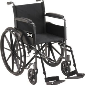 Wheelchair drive Silver Sport 1 Dual Axle Swing-Away Footrest Black Upholstery 18 Inch Seat Width Adult 300 lbs. Weight Capacity