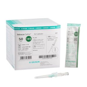 Peripheral IV Catheter Introcan Safety 18 Gauge 1-1/4 Inch FEP Polymer Straight Hub Non Blood Control Passive Safety
