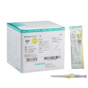 Peripheral IV Catheter Introcan Safety 24 Gauge 3/4 Inch Polyurethane Winged Hub Non Blood Control Passive Safety