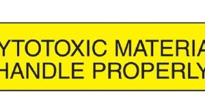 Pre-Printed Label Barkley Caution Label Yellow Paper Cytotoxic Material Handle Properly Black Biohazard 3/8 X 1-5/8 Inch