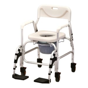 Commode / Shower Chair Nova Padded Fixed Arms Aluminum Frame With Backrest 16 Inch Seat Width 250 lbs. Weight Capacity