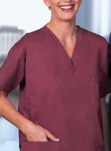 Scrub Shirt Small Navy Blue 2 Pockets Short Set-In Sleeve Unisex