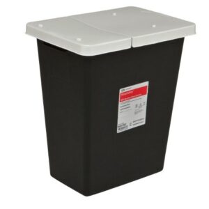 RCRA Waste Container SharpSafety Black Base 17-3/4 H X 11 D X 15-1/2 W Inch Vertical Entry 8 Gallon