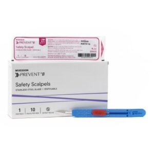 Safety Scalpel McKesson Prevent B No. 11 Stainless Steel / Plastic Sensory Grip Handle Sterile Disposable