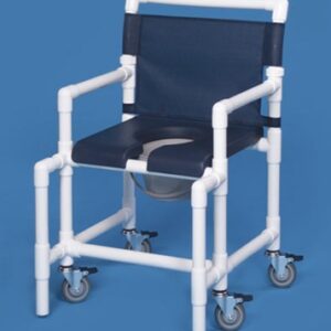 Commode / Shower Chair ipu Fixed Arms PVC Frame Mesh Backrest 24 Inch Seat Width 375 lbs. Weight Capacity