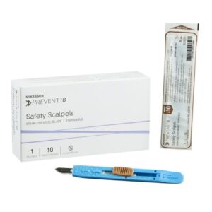 Safety Scalpel McKesson Prevent B No. 10 Stainless Steel / Plastic Sensory Grip Handle Sterile Disposable