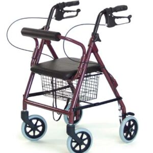 4 Wheel Rollator Lumex Walkabout Lite Burgundy Adjustable Height / Lightweight / Folding Aluminum Frame