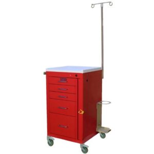 Emergency Cart Mini-Line Steel 18 X 18 X 32 Inch Red Three 3 Inch, One 6 Inch, One 9 Inch Drawer