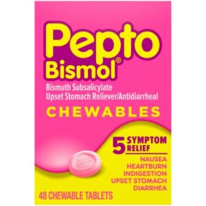 Anti-Diarrheal Pepto Bismol 262 mg Strength Chewable Tablet 48 per Box