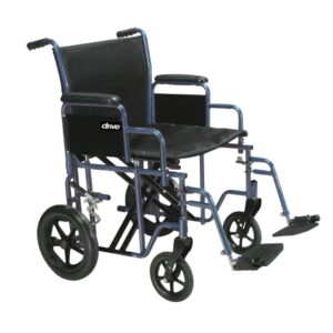Transport Chair drive 20 Inch Seat Width Desk Length Arm Swing-Away Footrest Steel Frame with Blue Finish