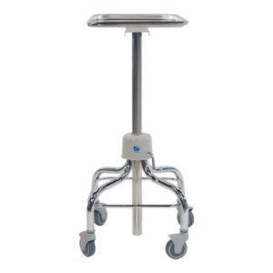 Mobile Instrument Stand Pedigo Hand Operated Single Post 4-Leg Base Small Tray