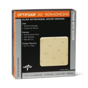 Silver Foam Dressing Optifoam Ag+ 4 X 4 Inch Square Sterile