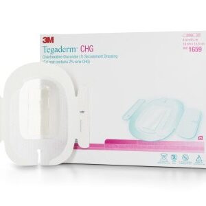 I.V. Dressing with CHG 3M Tegaderm CHG (Chlorhexidine Gluconate) / Film 4 X 6-1/8 Inch Sterile