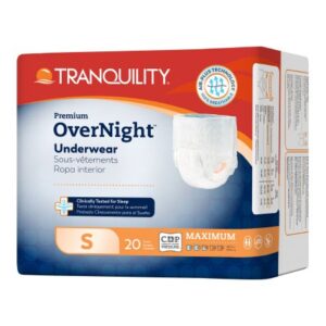 Unisex Adult Absorbent Underwear Tranquility Premium OverNight Pull On with Tear Away Seams Small Disposable Heavy Absorbency