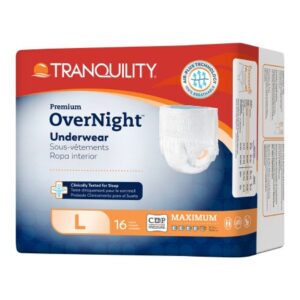 Unisex Adult Absorbent Underwear Tranquility Premium OverNight Pull On with Tear Away Seams Large Disposable Heavy Absorbency