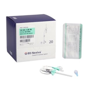 Closed IV Catheter Nexiva 18 Gauge 1-1/4 Inch Vialon Biomaterial Winged Hub Blood Control