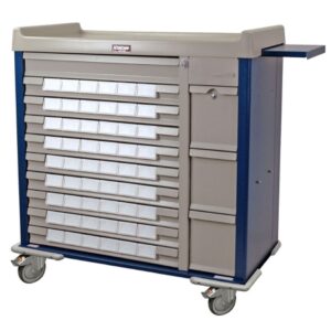 Medication Cart Standard Line Steel 23.5 X 43 X 45.75 Inch Two 4 Inch, Nine 3.25 Inch, Three 9.75 Inch Drawer