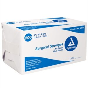 Gauze Sponge Dynarex 3 X 3 Inch 8-Ply NonSterile 200 per Pack