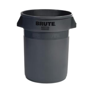 Trash Can Rubbermaid Brute 128 Quart / 32 gal. Gray Plastic Round