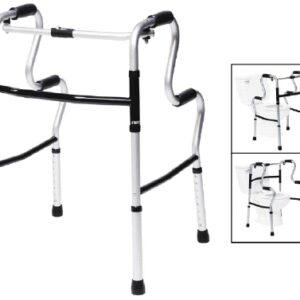 Rising Aid Single Release Folding Walker Adjustable Height Lumex UpRise Onyx Aluminum Frame 400 lbs. Weight Capacity 32 to 39 Inch Height