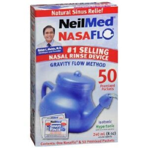 Saline Nasal Rinse Kit Neilmed Nasaflo Neti Pot 50 Packets