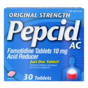 Antacid Pepcid AC 10 mg Strength Tablet 30 per Box