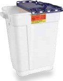 Pharmaceutical Waste Container Recykleen White Base 23-1/2 H X 20 W X 14-3/4 D Inch Vertical Entry 17 Gallon