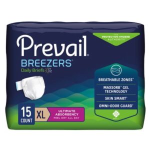Unisex Adult Incontinence Brief Prevail Breezers X-Large Disposable Heavy Absorbency