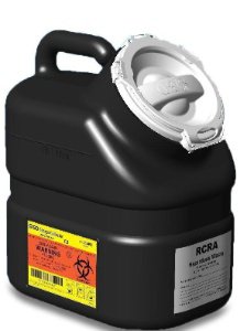 RCRA Waste Container BD Black Base 10-1/2 H X 7-1/2 W X 12 L Inch Vertical Entry 3 Gallon