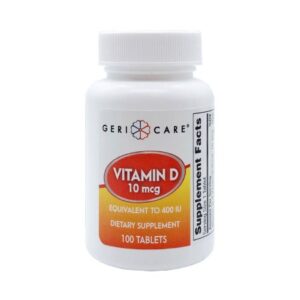 Vitamin Supplement Geri-Care Vitamin D3 400 IU Strength Tablet 100 per Bottle