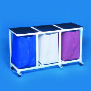 Triple Hamper with Bags Standard 4 Casters 39 gal.