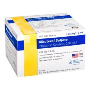 Albuterol Sulfate, Preservative Free 0.042%, 1.25 mg / 3 mL Solution 25 Vials